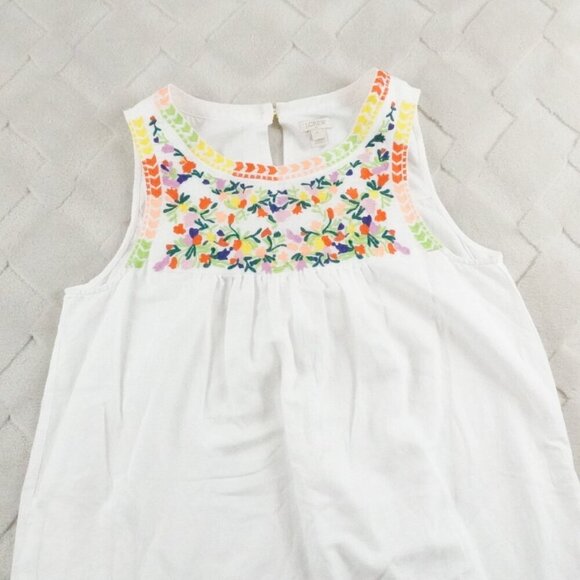 J.Crew  Sleeveless Floral Embroidered Dress Womens 4 Linen Blend - Picture 2 of 11